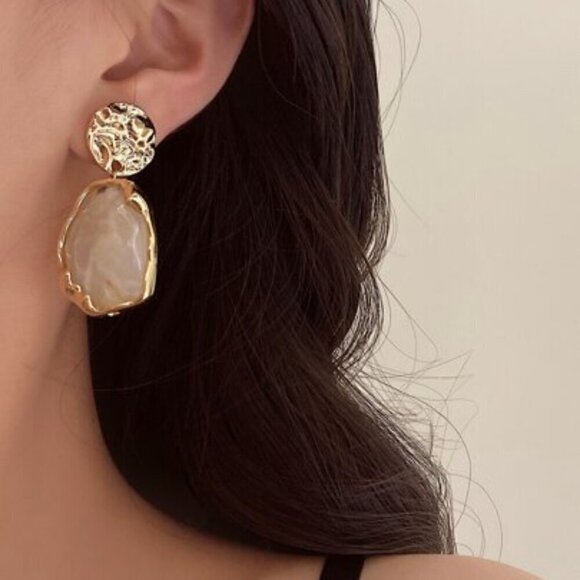 Abstract Resin Drop Earrings - Picture 2 of 5